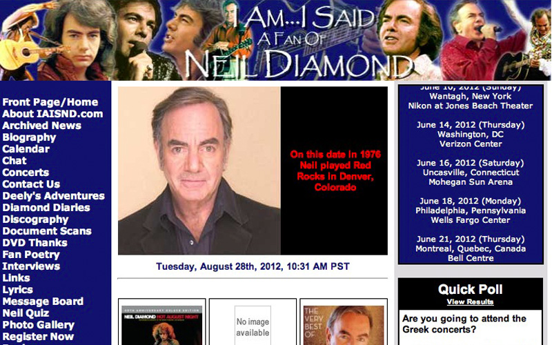 Neil Diamond - Largest Web Site